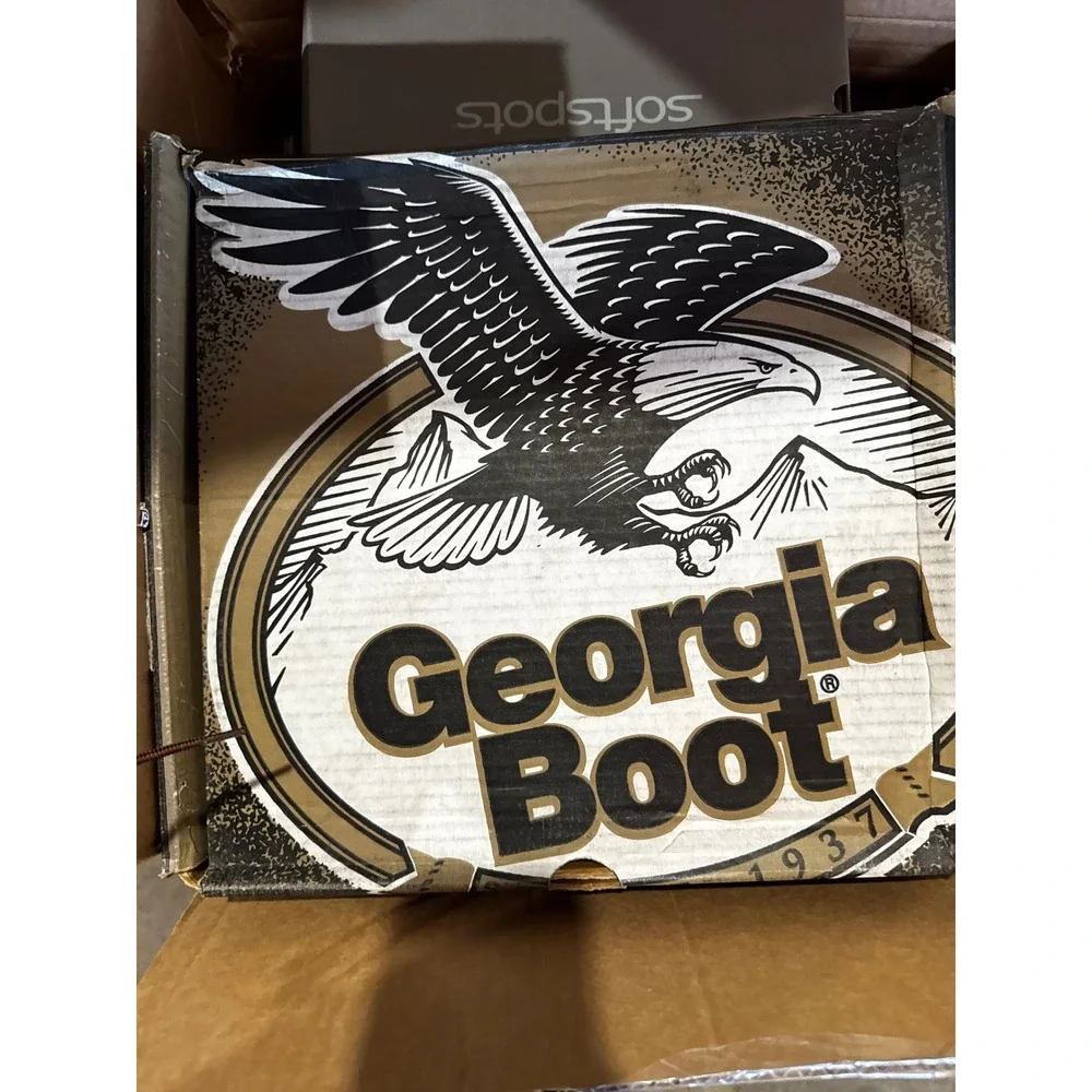 Georgia Boot Mens 8 Inch Steel Toe Work Boots G8963 Chocolate Leather Size 8W